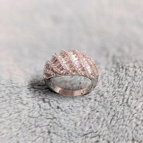 NWOT Sterling Silver and Cubic Zirconia Domed Cocktail Ring - Picture 9 of 14